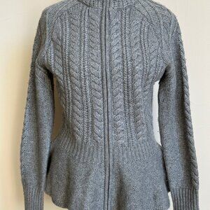 Neiman Marcus Gray Cable Cashmere Sweater